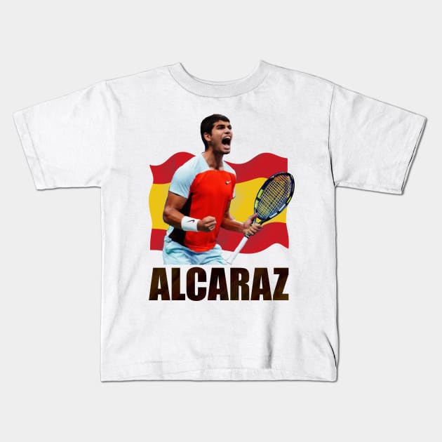 Carlos Alcaraz Tennis Player #1 US Open Spain Kids T-Shirt by MasterpieceArt